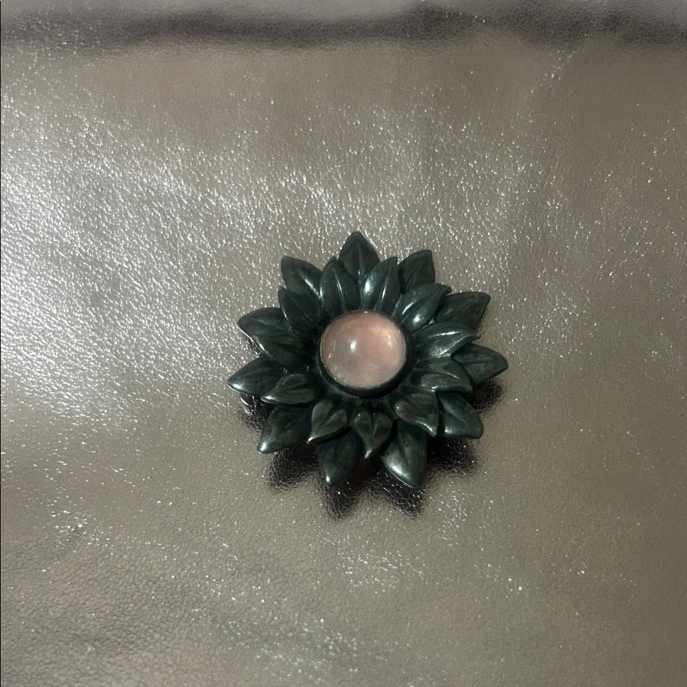 Joan Rivers Elegant Black and Pink Floral Brooch #J1008